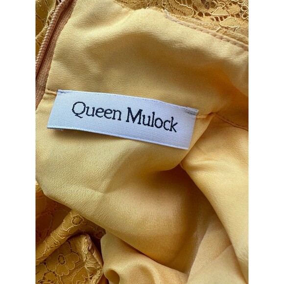 Queen Mulock Asian Inspired Lace Pankou Knots High Neck Side Slits Midi Dress S - Picture 8 of 11